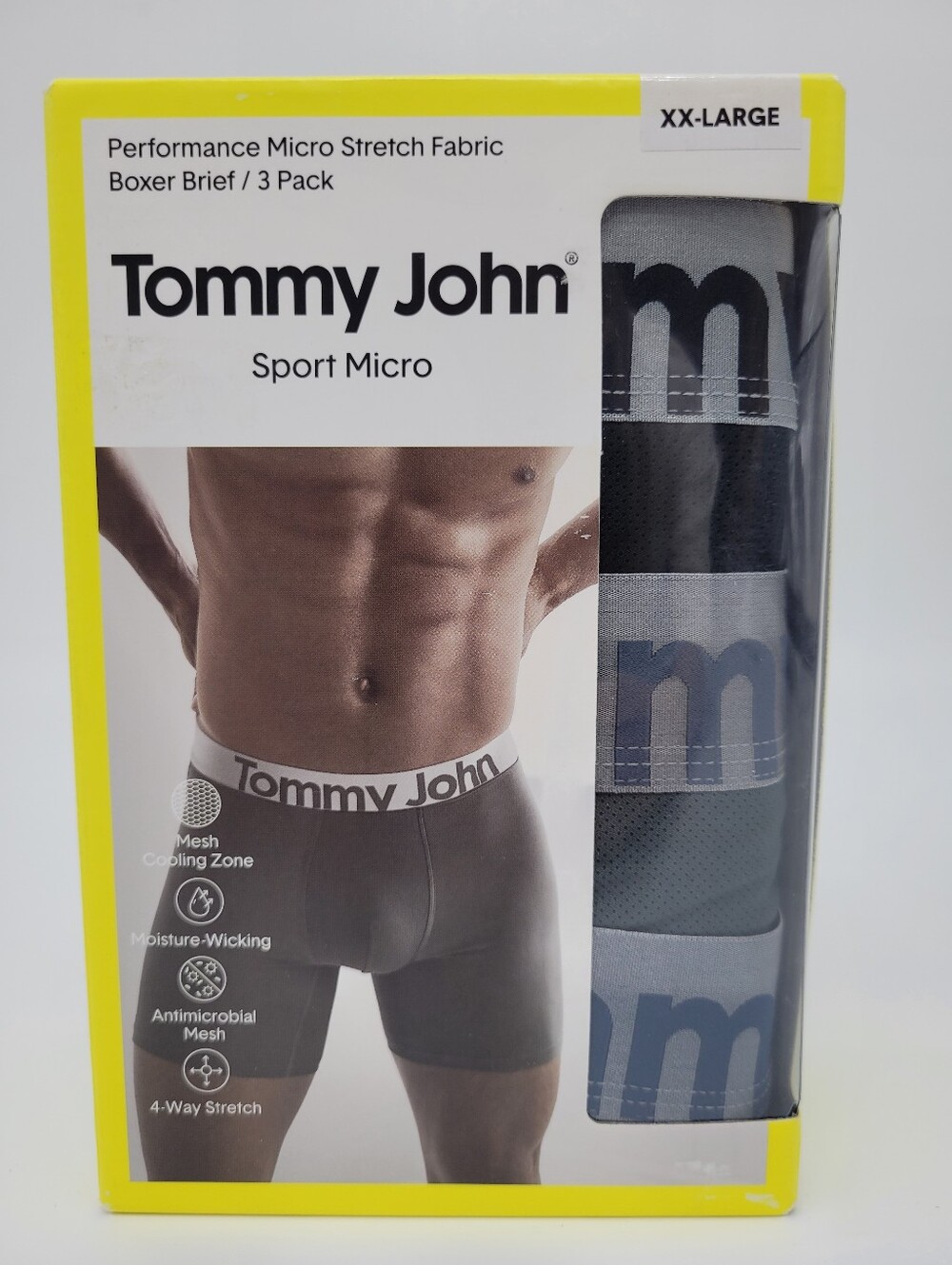 Tommy John Boxer Briefs Sport Micro 4 Way Stretch Black Blue Gray 3 Pack XXL NEW